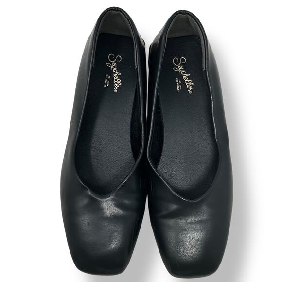 Seychelles Womens Penny V Flats Slip On Shoes Square Toe Black Manmade Sz 7.5 - Picture 1 of 9